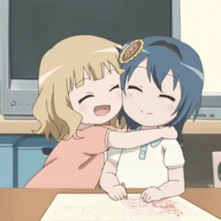 🫂 Anime, Dibujos animados, Niños, Amigos, Lindo, Abrazo whatsapp sticker