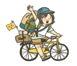 😡 여행, 자전거, 배낭, 모험, 만화 whatsapp sticker