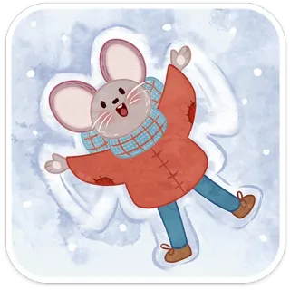 ❄️ mysz, aniołek śnieżny, zima, słodki, kreskówka, śnieg, postać, zwierzę telegram sticker