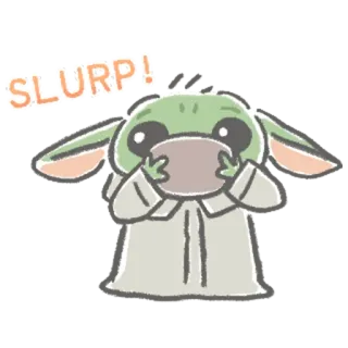 ☕️ Grogu SLURP! เบบี้โยดา, โกรกู, สตาร์ วอร์ส, น่ารัก, ซู้ด, เดอะ แมนดาลอเรียน telegram sticker