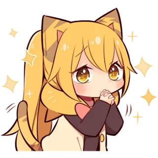 😍 anime, kawaii, cute, chibi, cat, sparkles, pleading, begging telegram sticker