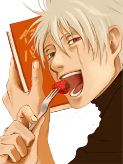 😋 Anime, Makan, Stroberi, Karakter, Makanan telegram sticker