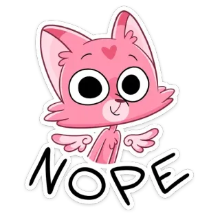 🙅‍♂️ NOPE 고양이, 분홍, 안돼, 만화, 동물 telegram sticker