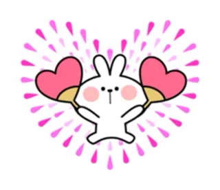 ❤ кролик, сердце, любовь, милый, животное, каваий, фанат whatsapp sticker