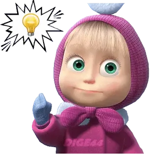 💡 Masha Masha and the Bear DIGE44 Dibujo animado, Personaje, Masha y el Oso, Bombilla, Idea, Pensando telegram sticker