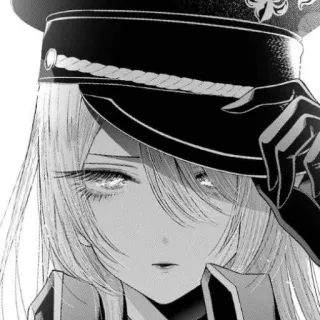 🙁 Anime, Manga, Fille, Uniforme, Chapeau, Sérieux telegram sticker
