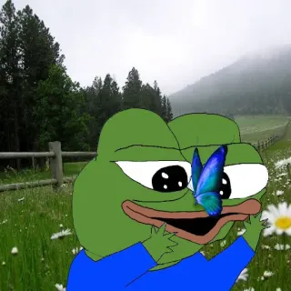 🦋 Pepe the Frog pepe, frog, meme, butterfly, nature, wholesome telegram sticker