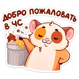 🗑 ДОБРО ПОЖАЛОВАТЬ В ЧС แฮมสเตอร์, ยินดีต้อนรับ, ขยะ, การ์ตูน, สัตว์, น่ารัก telegram sticker