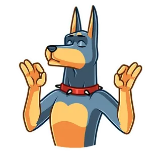 🧘‍♂️ собака, доберман, наклейка, медитация, дзен, расслабленный whatsapp sticker