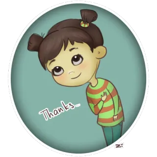 🙏 Thanks... merci, dessin animé, fille, salutation, illustration, mignon whatsapp sticker