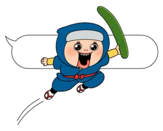🥷 Ninja, Cartoon, Schwert, Baby, Kostüm, Fröhlich telegram sticker