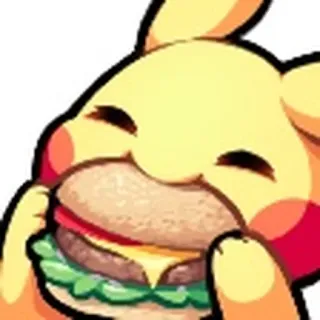 🍔 cartone animato, animale, hamburger, cibo, carino telegram sticker