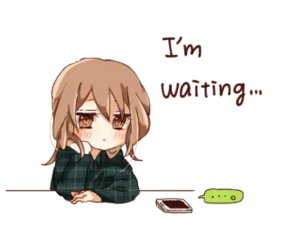 👩 I'm watching Anime Mädchen, schaut zu, süß, Chibi, wartet telegram sticker