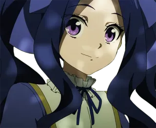 🙂 Anime Mädchen, blaue Haare, lila Augen, Cartoon, Charakter whatsapp sticker