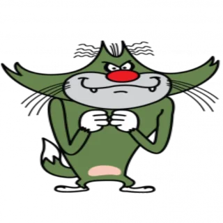 😠 Oggy Oggy and the Cockroaches cartoon, cat, green, animal, funny telegram sticker
