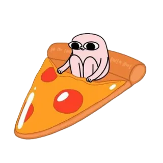 😞 สติกเกอร์, พิซซ่า, การ์ตูน, อาหาร, ตัวละคร, ตลก telegram sticker