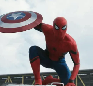🕷 Spider-Man Homem-Aranha, super-herói, Marvel, Vingadores, quadrinho, Capitão América, escudo telegram sticker