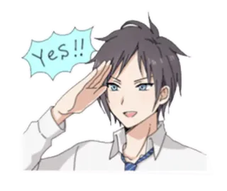 ✌ Yes!! Anime, Junge, Ja, Salut, Glücklich whatsapp sticker