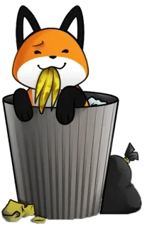 🥴 zorro, basura, animal, dibujos animados, desperdicio, lindo telegram sticker