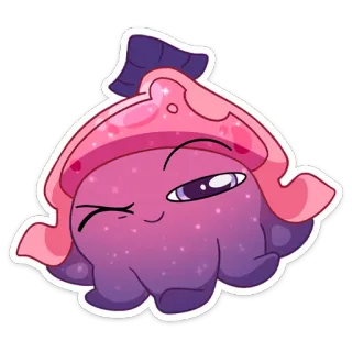 😉 sticker, carino, cartone animato, rosa, viola, personaggio whatsapp sticker