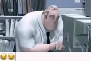 😂 Mr. Incredible The Incredibles Animationsfilm, Büro, Computer, Arbeit, Meme, Lustig whatsapp sticker