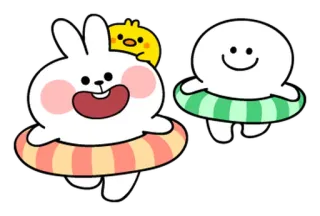 🌼 coelho, verão, natação, desenho animado, fofo, piscina telegram sticker