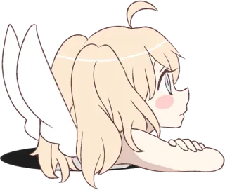 😕 Anime, Mangá, Kawaii, Anjo, Asas, Desenho animado telegram sticker