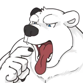 👅 ours polaire, dessin animé, épuisé, bâillement, sommeil, animal telegram sticker
