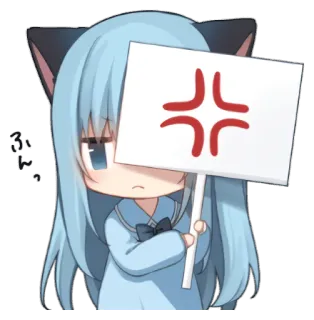 💢 Anime, En colère, Oreilles de chat, Chibi, Mignon whatsapp sticker