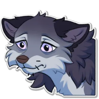 🚬 sad, wolf, animal, furry, cartoon, cute, sewn mouth telegram sticker