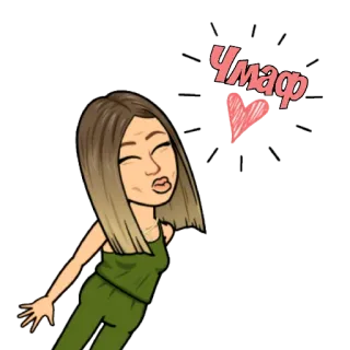 😘 Чмаф bitmoji, beijo, beijo soprado, coração, desenho animado whatsapp sticker