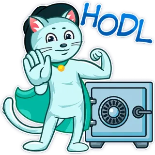 💪 HODL gato, cripto, seguro, invertir, mantener, hodl, finanzas telegram sticker