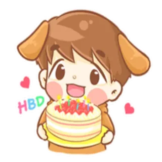 🎂 HBD aniversário, bolo, celebração, cachorro, feliz telegram sticker