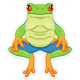 💃 żaba, kreskówka, zwierzę, płaz, słodki, naklejka, ilustracja telegram sticker
