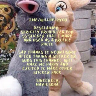 🧚‍♀ T.ME/WILLHELPYOU
DESCLAIMER:
STRICTLY PROHIBITED FOR
SS STICKER THAT I MADE
AND USED AS A PROFILE
PHOTO
SAY THANKS TO GEUNJISBOT
AFTER TAKING A STICKER OR
SUBS THIS CHANNEL, WILE
MAKE ME HAPPY AND
EXCITED TO MAKE OTHER
STICKER PACK
SINCERELY,
MAYIESKHA whatsapp sticker