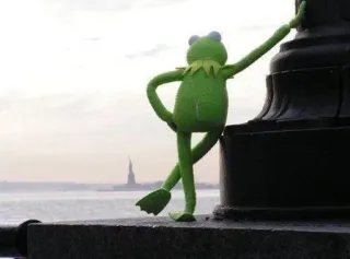 🌟 Kermit Kermit der Frosch, Muppets, Freiheitsstatue, Pose, Grün whatsapp sticker