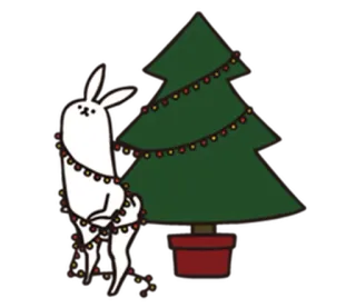 🐇 lama, noël, sapin de noël, lumières, fête, décoration telegram sticker