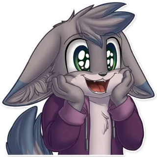 😁 Cartoon, Furry, Wolf, Anthropomorph, Niedlich, Tier whatsapp sticker