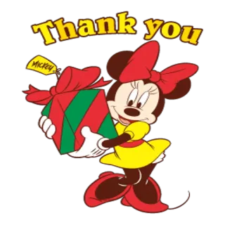 🎅 Minnie Mouse Thank you Minnie Maus, Danke, Geschenk, Disney, Cartoon, Präsent telegram sticker