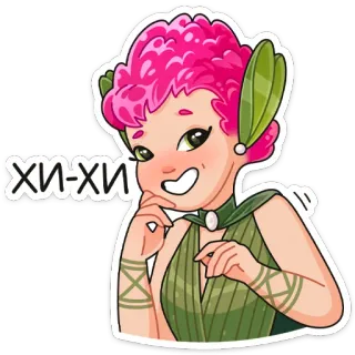 😃 хи-хи การ์ตูน, ตัวละคร, น่ารัก, ยิ้ม, ผมสีชมพู telegram sticker