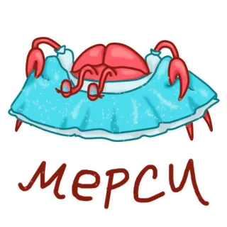 🥺 мерси crab, dress, cartoon, animal, sea creature telegram sticker