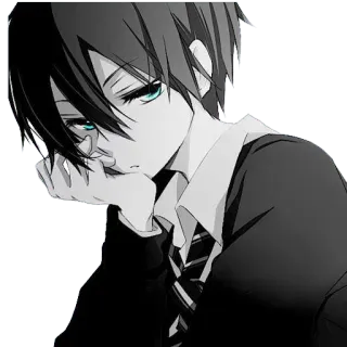 😕 anime, boy, glasses, sad, tie telegram sticker