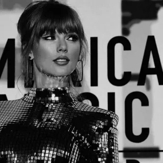 🏹 Taylor Swift MUSIC músico, cantante, estrella pop, celebridad, blanco y negro, retrato, mujer telegram sticker