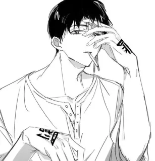 🌟 Anime, Rokok, Pria, Gambar, Sketsa, Merokok telegram sticker