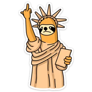 😡 preguiça, liberdade, dedo do meio, estátua da liberdade, desenho animado, ilustração whatsapp sticker