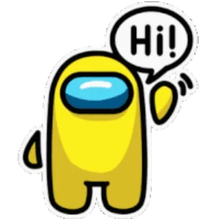 ✋ Hi! among us, yellow, hi, game, crewmate telegram sticker