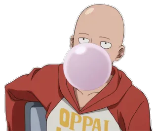 😗 Saitama One-Punch Man OPPAI anime, character, bubblegum, one-punch man, saitama, oppai telegram sticker
