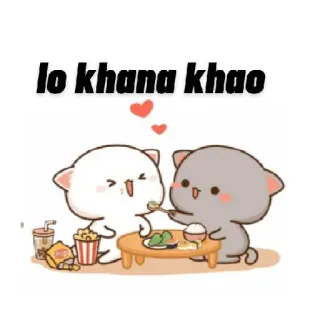 ❤️ lo khana khao gatos, comida, lindo, kawaii, compartir, amistad whatsapp sticker