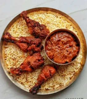 🤩 鶏肉, 食べ物, 米, インド料理, タンドリー, 食事 telegram sticker