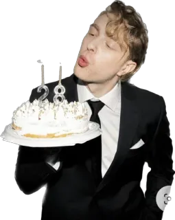 🥰 cumpleaños, torta, velas, hombre, celebración, veintiocho telegram sticker